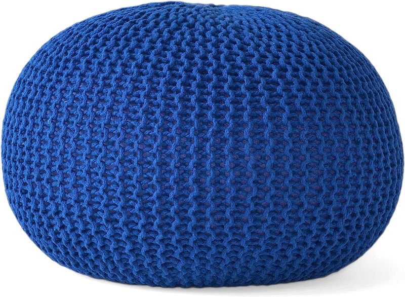 Photo 1 of 
Christopher Knight Home Belle Knitted Cotton Pouf, Navy