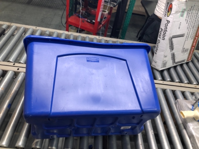 Photo 2 of Rubbermaid Commercial Products, Recycling Bin/Box for Paper and Packaging, Stackable, 18 GAL, for Indoors/Outdoors/Garages/Homes/Commercial Facilities, Blue (FG571873BLUE) 18 Gallon Recycling Bin 1 Pack