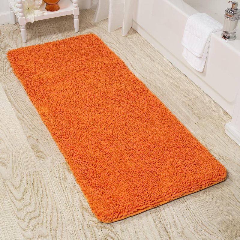 Photo 1 of 
Lavish Home Shag Memory Foam Bath Mat - 58-Inch by 24-Inch Runner with Non-Slip Backing - Absorbent High-Pile Chenille Bathroom Rug (Orange)