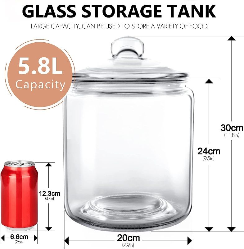 Photo 1 of 1.5 Gallon Glass Storage Jar with Lids, Airtight Glass Cookie Jar for Pantry,
