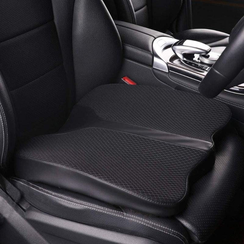 Photo 1 of LARROUS Car Seat Cushion - Comfort Memory Foam Seat Cushion for Car Seat Driver, Tailbone (Coccyx) Pain Relief Pad, Car Seat Cushions for Driving, Office Chair Cushion(Black)