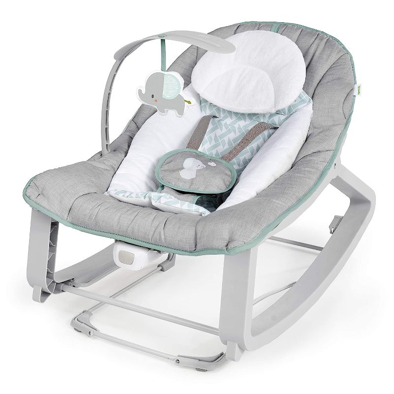 Photo 1 of Ingenuity Keep Cozy 3-in-1 Grow with Me Vibrating Baby Bouncer, Seat & Infant to Toddler Rocker, Vibrations & -Toy Bar, 0-30 Months Up to 40 lbs (Weaver)