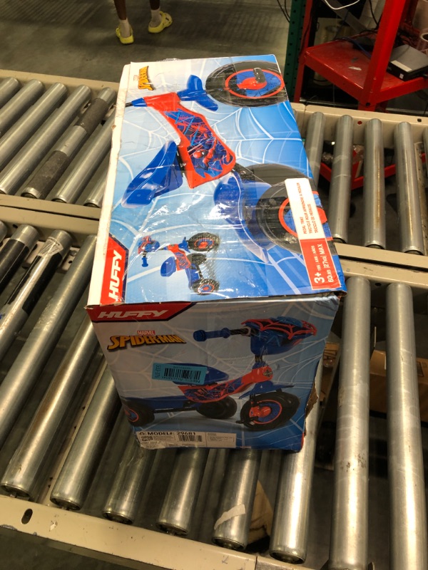 Photo 1 of Huffy Marvel Spider-Man 3 Wheel Preschool Training Tricycle with Steel Frame, Storage Basket, Red & Blue