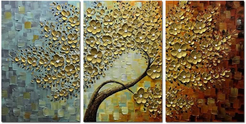 Photo 1 of 
V-inspire Golden Flower Paintings,3D Abstract Paintings Oil Hand Painting On Canvas Wood Inside Framed Ready to Hang Wall Decoration For Living Room Bed...