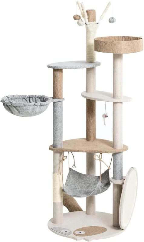 Photo 1 of 
Buyoung Cat Tree for Indoor Cats - Cute Towers for Cats, 57” Multi-Level Cat Furniture Condo with Hammock and Scratching Board, Enlarged Base Sturdy Cat...