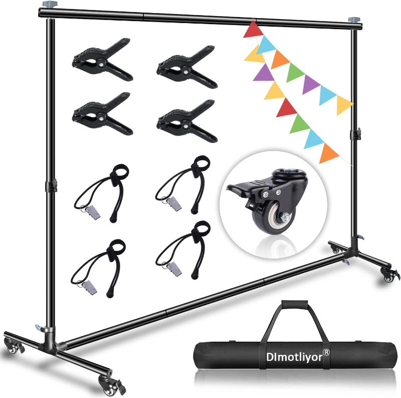 Photo 1 of 10 * 7ft Backdrop Stand, with Wheels, Adjustable Heavy-Duty Backdrop Stand, Banner Background Stand,