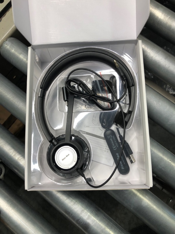 Photo 1 of New bee USB Headset with Microphone for PC Computer Headset, Single Ear Headset Noise Cancelling Mic, Call Center Wired Headset with 3.5mm/USB/Type C for Skype Zoom Tablet Laptop (Black)