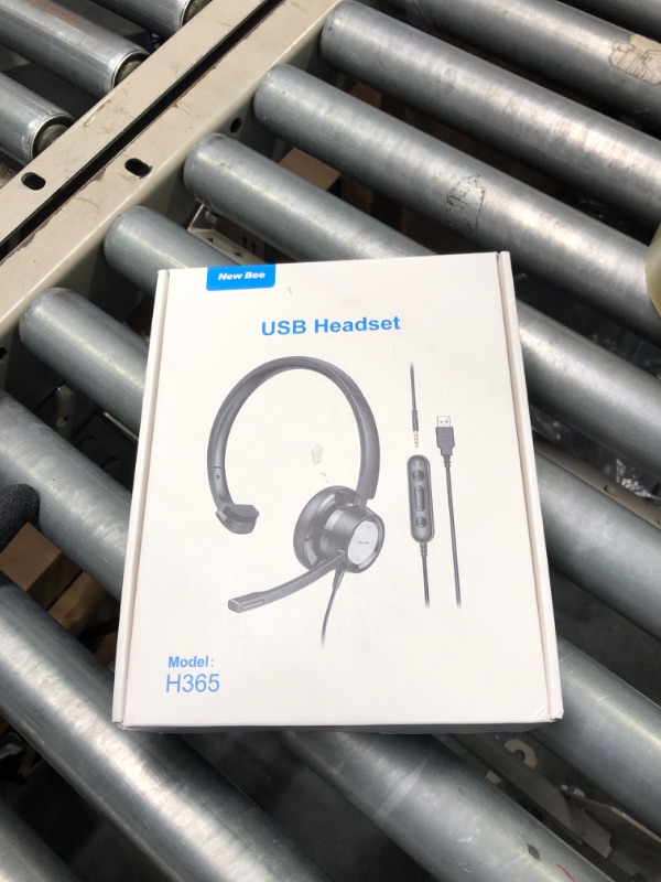 Photo 1 of New bee USB Headset with Microphone for PC Computer Headset, Single Ear Headset Noise Cancelling Mic, Call Center Wired Headset with 3.5mm/USB/Type C for Skype Zoom Tablet Laptop (Black)