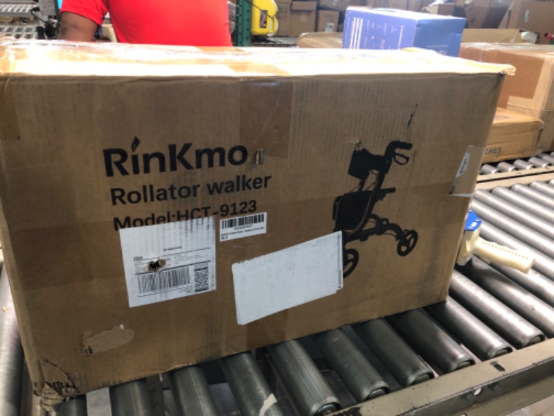 Photo 3 of RINKMO Rollator Walkers for Seniors- Rollator Walker with Seat 8" Wheels- Easy Folding Senior Walker with Backrest- Lightweight Mobility Walking Aid for Adult Elderly, Aluminum Frame, Blue