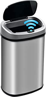 Photo 1 of 13 Gallon 50 Liter Kitchen Trash Can with Touch-Free & Motion Sensor, Automatic Stainless-Steel Garbage Can, Anti-Fingerprint Mute Designed Trash Bin Brushed Stainless Steel