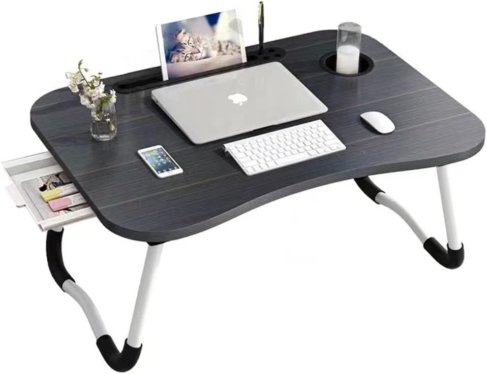 Photo 1 of Portable Lap Desk for Laptop, Laptop Bed Table with Storage Drawer, Foldable Laptop Stand for Bed Couch, Laptop Bed Desk Tray for Writng Working, Black