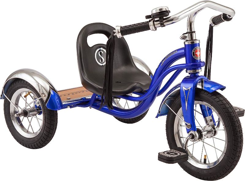 Photo 1 of 
Schwinn Roadster Bike for Toddler, Kids Classic Tricycle, Low Positioned Steel Trike Frame with Bell and Handlebar Tassels, Rear Deck Made of Genuine Wood, for Boys and Girls Ages 2-4 Year Old, Blue