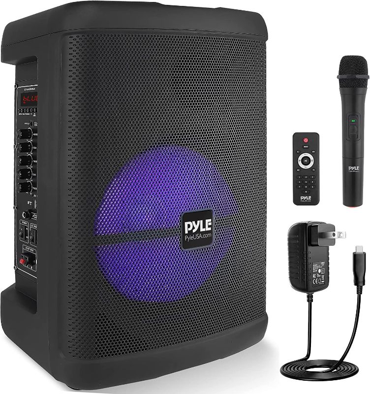 Photo 1 of 

Pyle Portable Bluetooth PA Speaker - 500W 8” Rechargeable Indoor/Outdoor BT Karaoke Audio System - TWS, LED Display, FM/AUX/MP3/USB/SD, 6.5mm in, Carry Handle - Wireless Mic, Remote Control