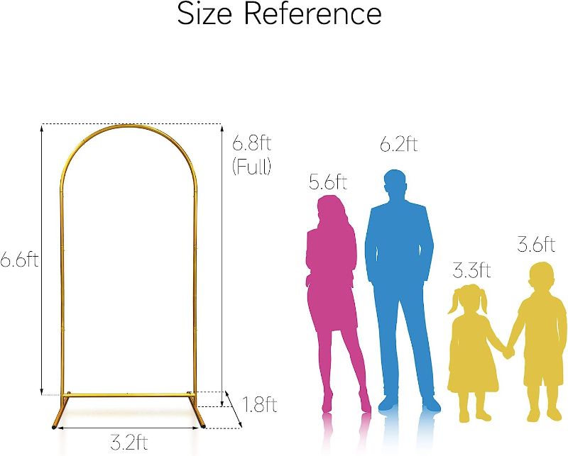 Photo 1 of 
6.56Ft Arch Backdrop Stand Wedding Arch Stand Balloon Arch Frame Kit for Wedding Arch Flower Stand Party Background Decoration (Aluminum/Gold