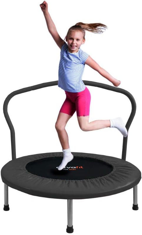 Photo 1 of Ativafit Fitness Trampoline for Kids Foldable Mini Trampoline with Adjustable Foam Handle Workout Indoor Outdoor Home Use