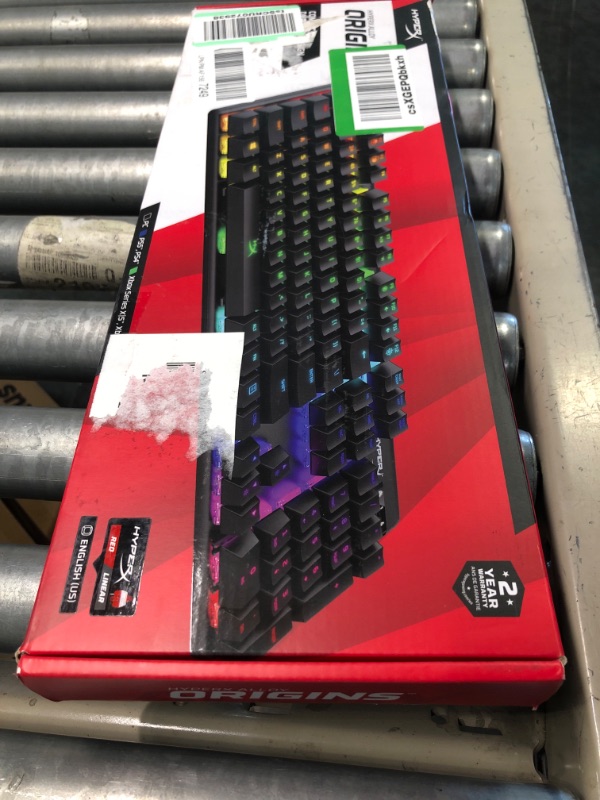 Photo 4 of HyperX Alloy Origins - Mechanical Gaming Keyboard, Software-Controlled Light & Macro Customization, Compact Form Factor, RGB LED Backlit - Linear HyperX Red Switch (Black) Black Full Size HyperX Red Keyboard