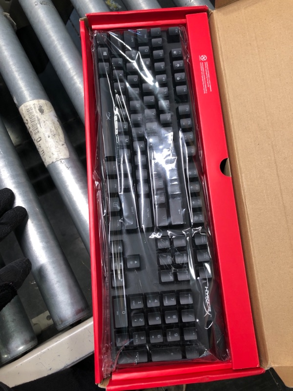 Photo 1 of HyperX Alloy Origins - Mechanical Gaming Keyboard, Software-Controlled Light & Pudding Keycaps - Double Shot PBT Keycap Set with Translucent Layer, for Mechanical Keyboards, Full 104 Key Set Black Full Size HyperX Aqua Keyboard + Keycaps