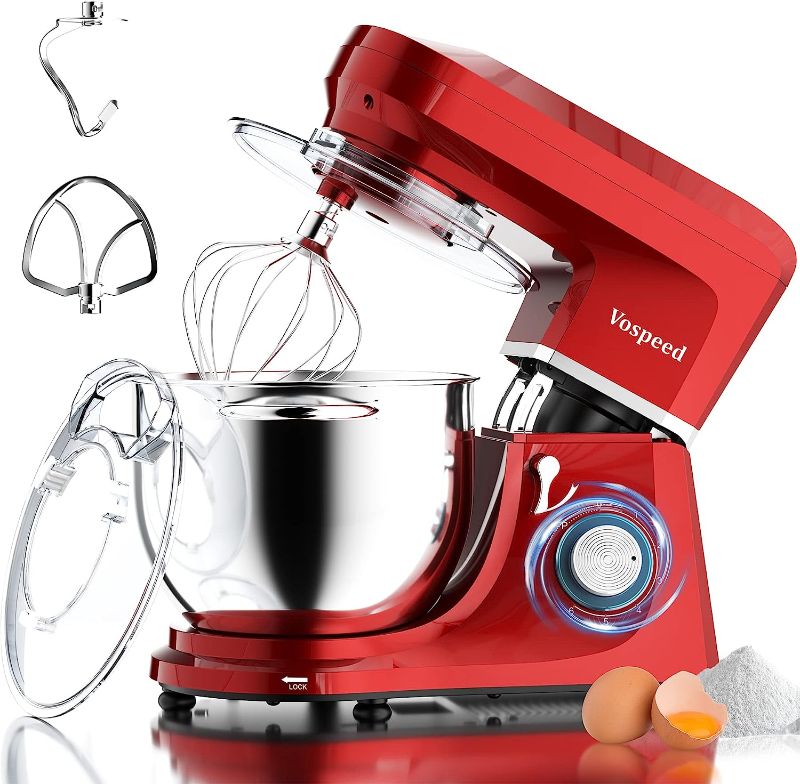 Photo 1 of 
Vospeed Stand Mixer, 7 QT 660W 6+P Speed Tilt-Head Kitchen Mixer, with Stainless Steel Mixing Bowl, Beater, Dough Hook, Whisk, for Household (Red)