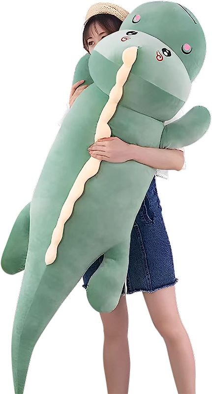 Photo 1 of Dinosaur Plush Toy Pillow,Cute Dinosaur Stuffed Animals Doll,Soft Lumbar Back Cushion Big Dinosaur Plushies Stuffed Toy Cute Pillows,Great Gift for Kids Birthday,Valentine (Green,19.6in)