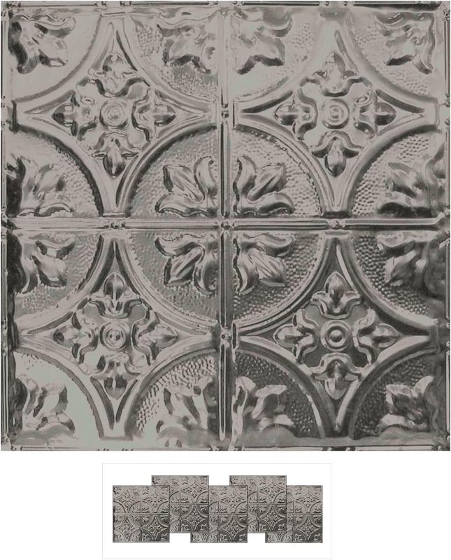 Photo 1 of American Tin Ceilings [5-Pack Kit Nail-Up Metal Tiles in Pattern #2 Nail-Up and Color Unfinished. 24" x 24" [20 sq ft] Genuine Tin | Made in The USA | Model: n-p02-raw
