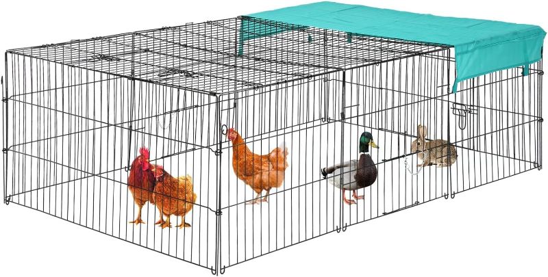 Photo 1 of 
BestPet Large Metal Chicken Coop, Chicken Run Outdoor Walk-in Poultry Cage Duck Coop Chicken Pen Pet Playpen w/Door & Cover Rabbit Enclosure for Backyard Farm (72" x 48" 4 Panel)