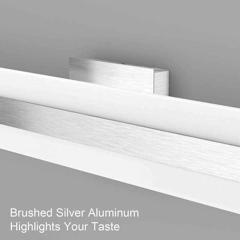 Photo 1 of Aipsun 40in Brushed Silver Aluminum Modern LED Vanity Light Frosted White Acrylic LED Bathroom Vanity Light Fixtures Up and Down Wall Light(White Light 6000K) Up/Down Light-Silver 39.4 inch