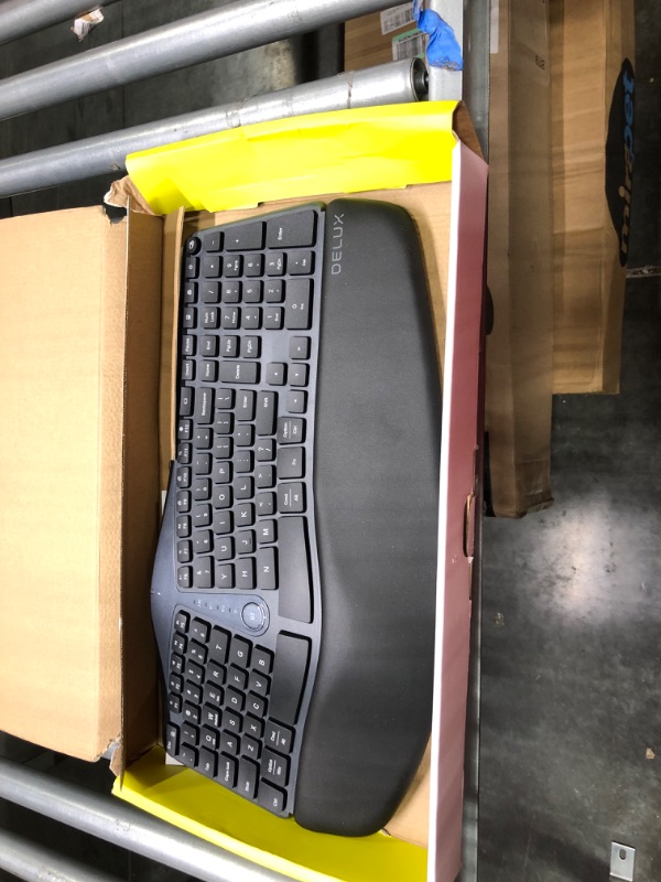 Photo 3 of Wireless Ergonomic Split Keyboard with Cushioned Palm Rest Against Carpal Tunnel, DELUX [Standard Ergo] Keyboard Series, Multi-Device Connection, Compatible with Windows, Mac OS (GM901D-White)