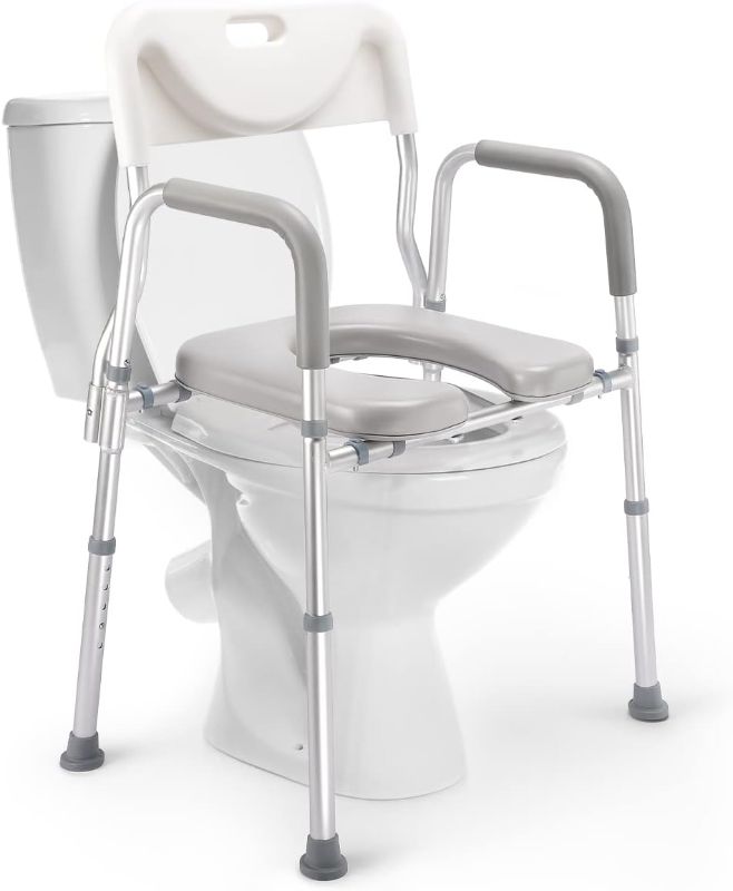 Photo 1 of Auitoa 4-in-1 Raised Toilet Seat with Handles and Back, Medical Bedside Commode Chair, Adjustable Toilet Safety Frame, Shower Chair for Seniors, Elderly, Handicap, Pregnant?Collapsible Basin Included
