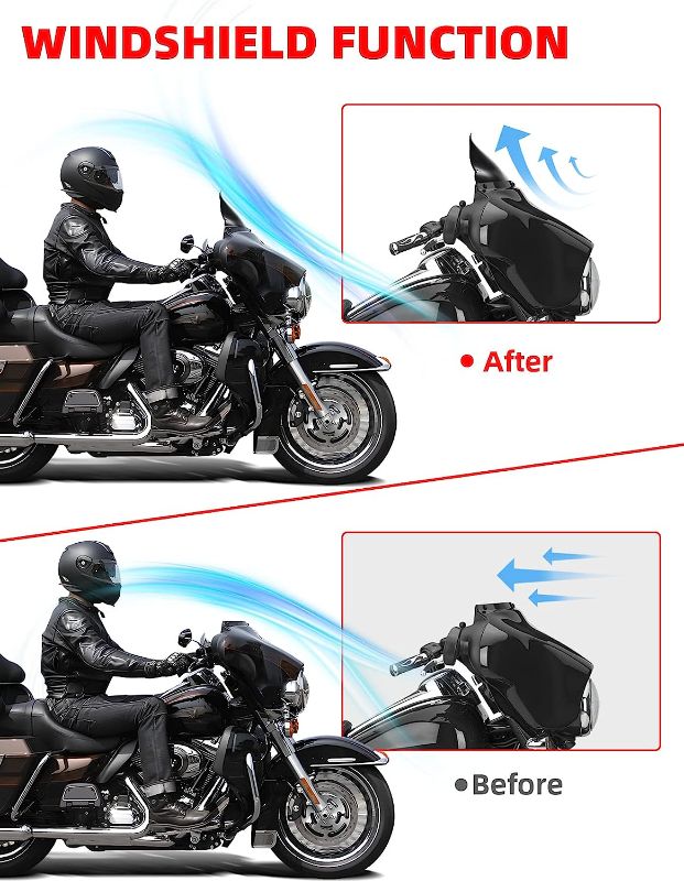 Photo 1 of Amazicha Black 7" Wave Windshield Windscreen Compatible for 2014-2023 Harley Davidson Touring Street Glide/Electra Glide/Ultra Limited/Tri Glide FLHT FLHX FLHXS FLHTK