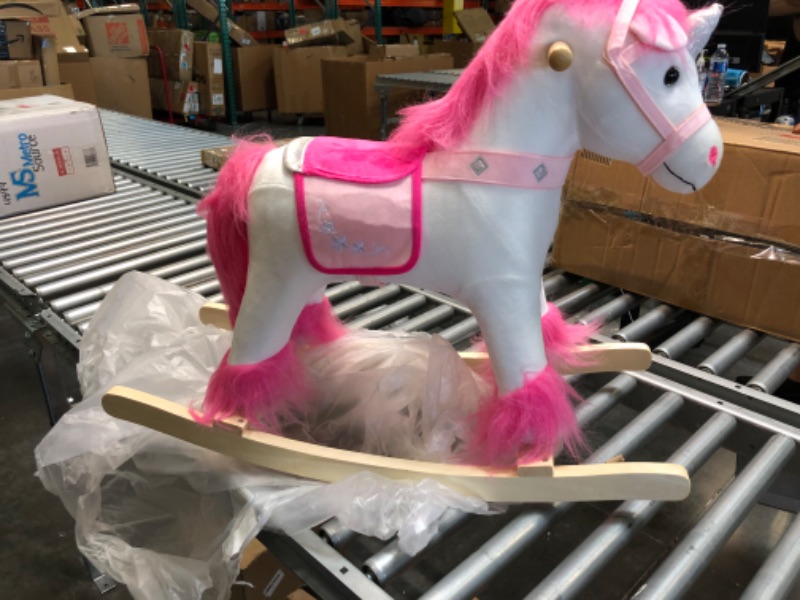 Photo 1 of Animal Adventure | Real Wood Ride-On Plush Rocker | White and Pink Unicorn | Perfect for Ages 3+