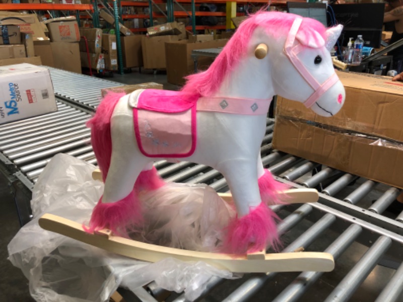Photo 1 of Animal Adventure | Real Wood Ride-On Plush Rocker | White and Pink Unicorn | Perfect for Ages 3+