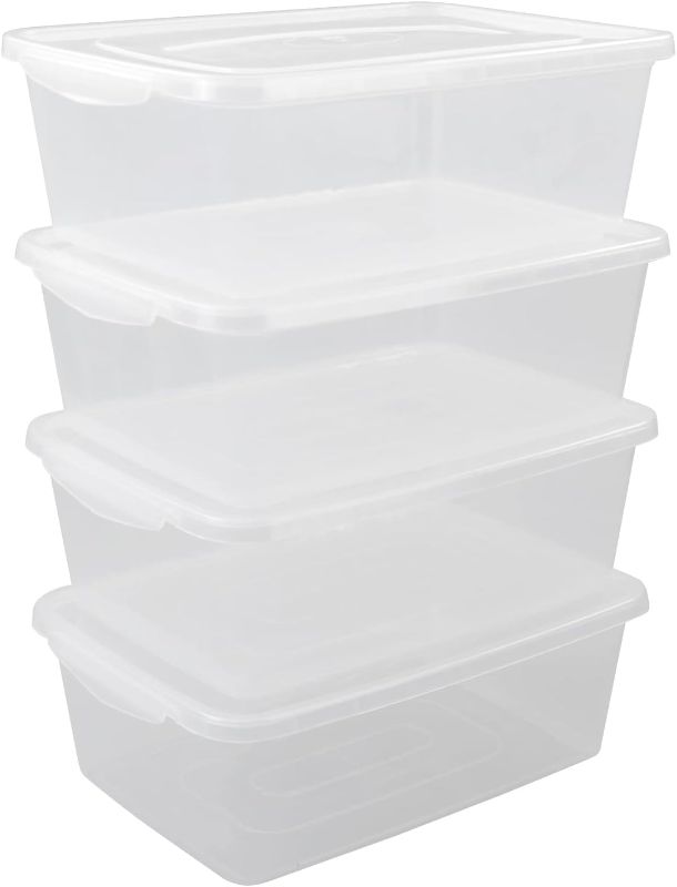 Photo 1 of Cand 14 Quart Storage Box 4 Packs, Clear Latching Bin
