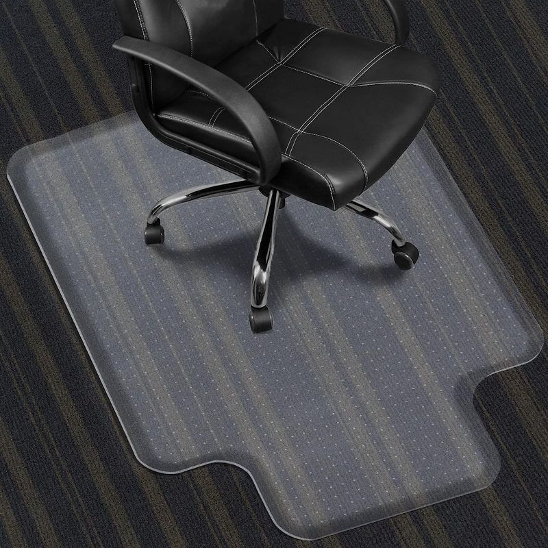 Photo 1 of SHAREWIN Chair Mat for Carpeted Floor with Lip,48''×36'' PVC Carpet Protector for Low Pile Carpets Heavy Duty Effective Grip Anti-Slip,Won't Crack,Easy to Clean for Office and Home
