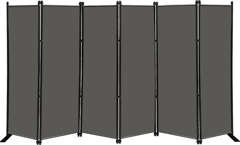Photo 1 of 6 Panel Folding Privacy Screen, 10ft Wide 6ft Tall Partition Room Divider Portable Office Walls Dividers Room Separator, Grey
