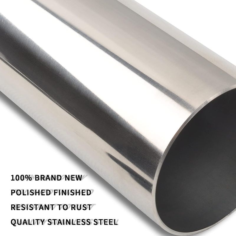 Photo 1 of 8SC82 2.5 Inch Straight DIY Custom Mandrel Exhaust Pipe Tube Pipe, T304 Stainless Steel, Universal Fit, 48 Inch/4FT Length, 2.5'' OD Mandrel Straight Pipe - 1PC