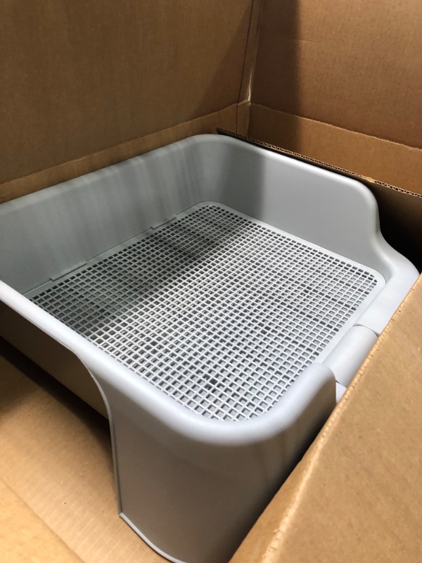 Photo 4 of [DogCharge] Indoor Dog Potty Tray – with Protection Wall Every Side for No Leak, Spill, Accident - Keep Paws Dry and Floors Clean (Tray Only, Grey)