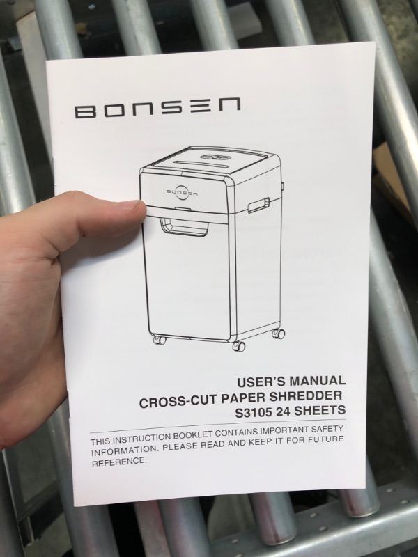 Photo 4 of BONSEN Heavy Duty Paper Shredder, 24-Sheet Cross-Cut Shredder, 40-Min Continuous Running Time, Commercial Grade Shredder for Office, 9-Gallon Big Basket, 55dB Super Quiet, P-4 High Security (S3105)