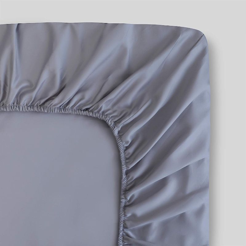 Photo 1 of 100% Organic Cotton Percale Weave Twin XL Size Fitted Sheet | 300 Thread Count | GOTS Certified | Long Staple Cotton | Cool Crisp Breathable