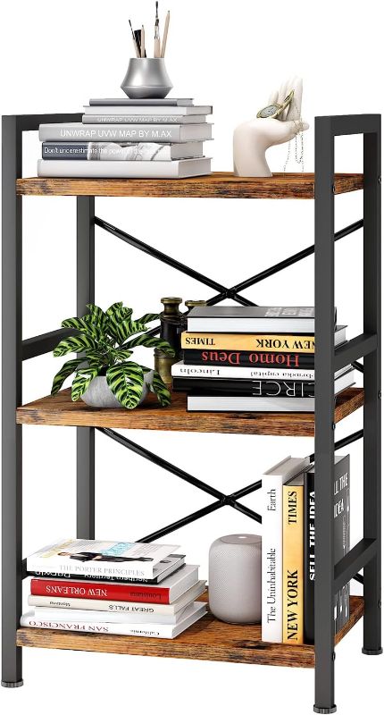 Photo 1 of  3 Tier Industrial Bookcase, Metal Small Bookcase, Rustic Etagere Book Shelf Storage Organizer for Living Room, Bedroom, Home...