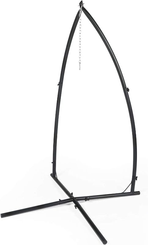 Photo 1 of  Dual Bar Hammock Chair Stand, 270lbs Capacity Heavy Duty Steel Hammock Rack Stand, Adjustable Height by Chains for Hanging Chair Loungers Air Swings, Patio Deck Yard Indoor Outdoor (6.8 Feet)