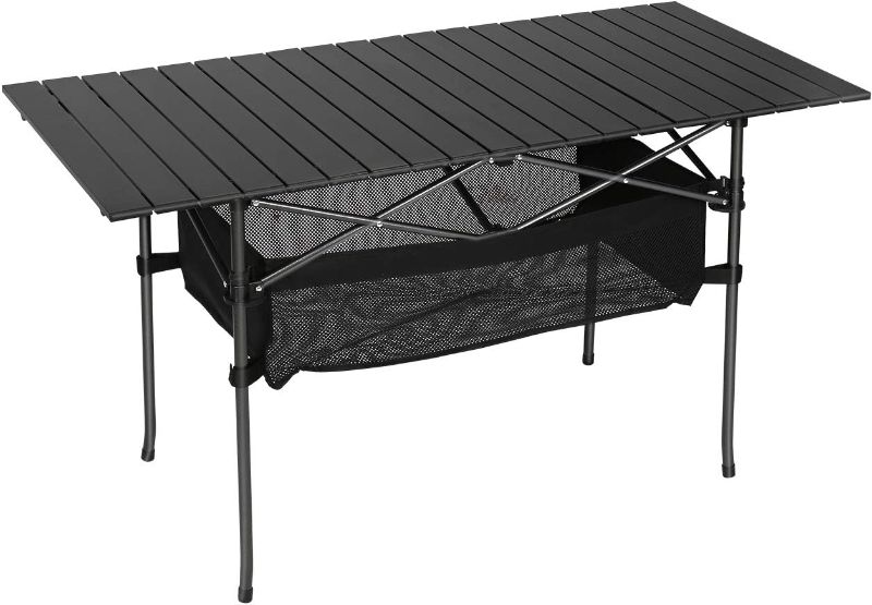 Photo 1 of YUSING Portable Camping Table, Folding Aluminum Roll Up Camp Table with Carrying Bags for Outdoor Camping, Hiking, Picnic, Beach, Fishing, Backpacking, BBQ,...