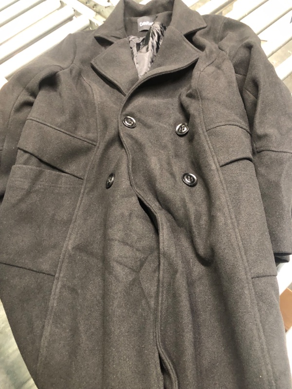 Photo 3 of chouyatou Women's Basic Essential Double Breasted Mid-Long Wool Blend Pea Coat XL
