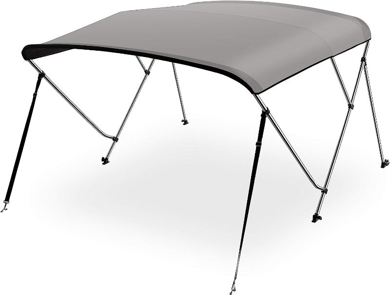 Photo 1 of  3 Bow Bimini Top Canvas Sun Shade Boat Canopy -1" Double Wall Aluminum Frame Tube, 2 Straps 2 Rear Support Poles, Storage Boot
