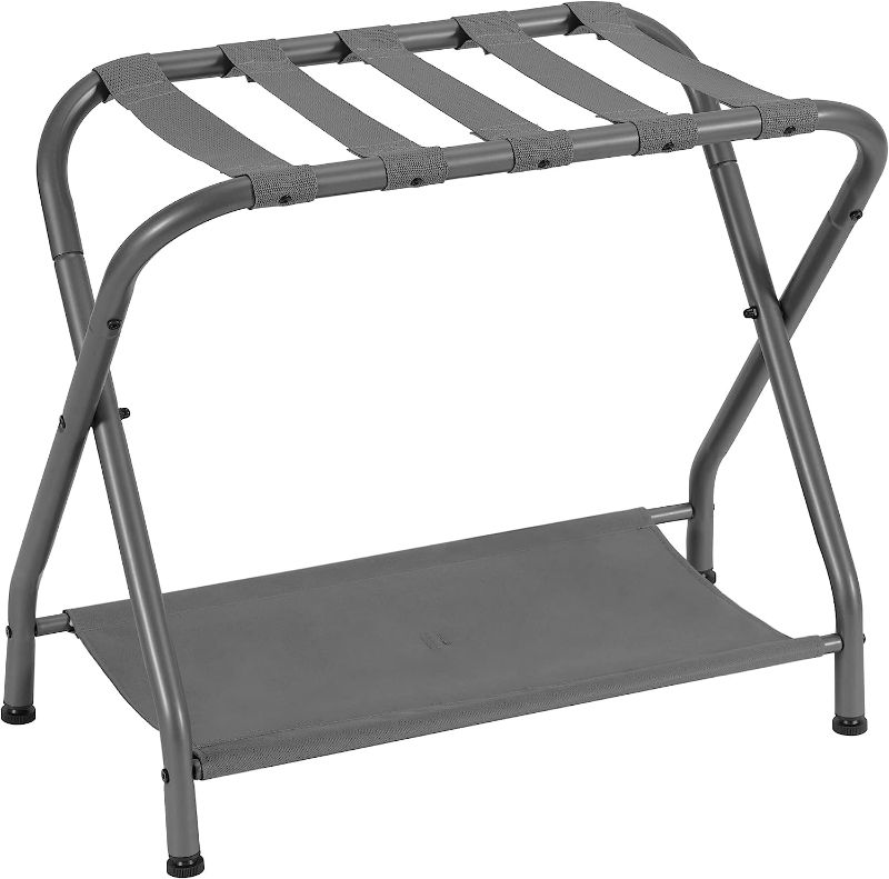 Photo 1 of  Luggage Rack,Steel Folding Suitcase Stand with Storage Shelf for Guest Room Bedroom

