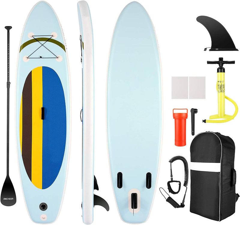 Photo 1 of ANCHEER Inflatable Stand Up Paddle Board Sup Boards Inflatable Surf iSUP Board with Dual Action Pump Adjustable Paddle Large Back Pack