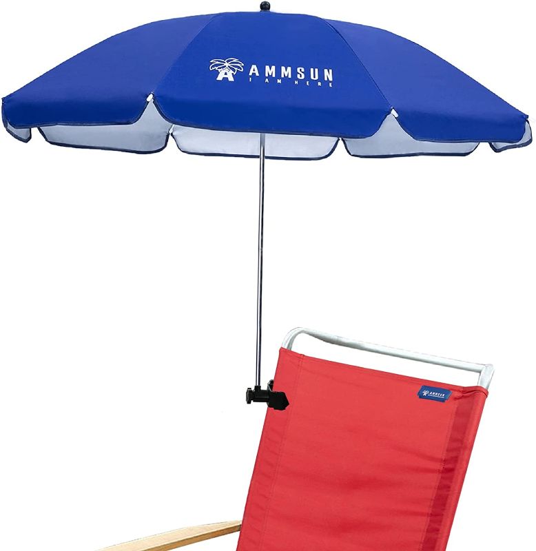 Photo 1 of AMMSUN Chair Umbrella with Adjustable Clamp 43 inches UPF 50+,Portable Clip on Patio Chair,Beach Chair