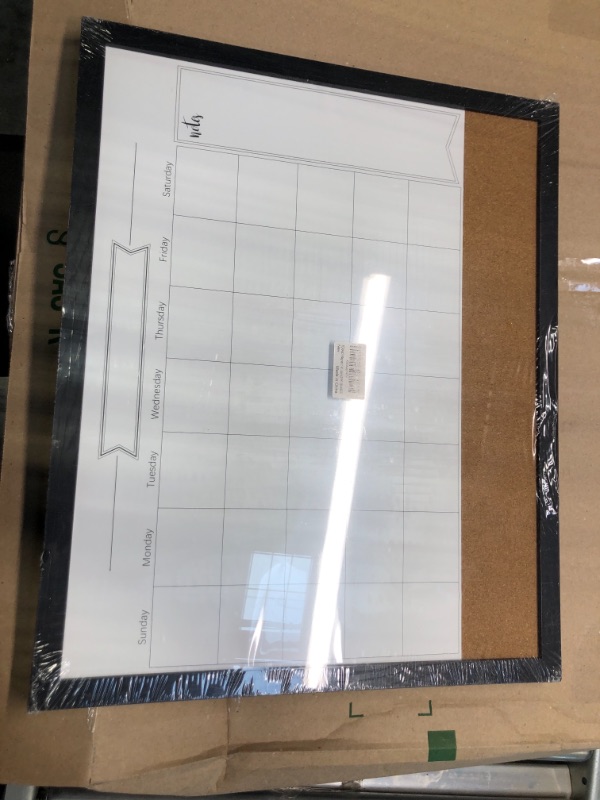 Photo 1 of TORASO Whiteboard Calendar & Corkboard, 18" x 22" Magnetic Surface Combination Dry Erase White Board & Bulletin Board, Black Wood Framed Blackboard/Calendar/Cork Combo Board(ZHYL-BK-4555) Black 18“×22”