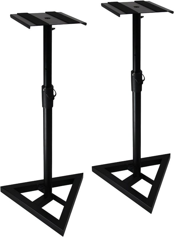 Photo 1 of AxcessAbles Adjustable Studio Monitor Stand Large Recording Studio Monitor Floor Standing Stand | Studio Speaker Stands Compatible with JBL, Yamaha, KRK Rokit Speaker Monitors (SMS-