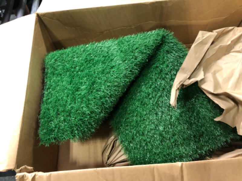 Photo 3 of Artificial Grass Turf with Drainage Holes 2.6ftx4ft,Realistic Fake Grass Mat for Indoor Outdoor Garden Lawn Landscape Decoration,Dogs Potty Training Grass Pad,Balcony,Patio,Deck,Yard