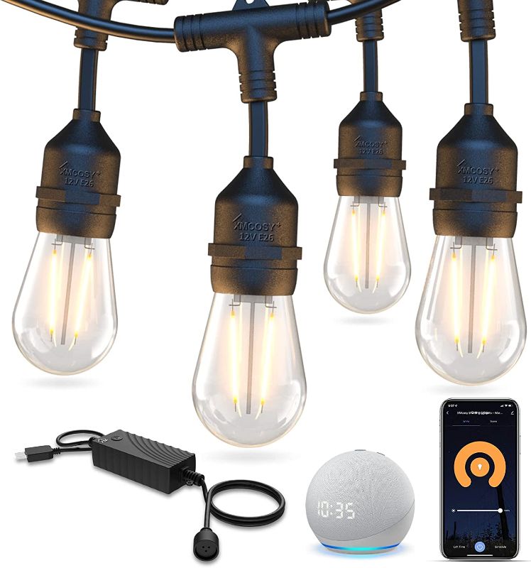 Photo 1 of XMCOSY+ Smart LED Outdoor String Lights, 123Ft Patio Lights with 40 Shatterproof Dimmable Edison Bulbs, WiFi & App Control, Work with Alexa, IP65 Waterproof String Lights for Outside Bistro Porch